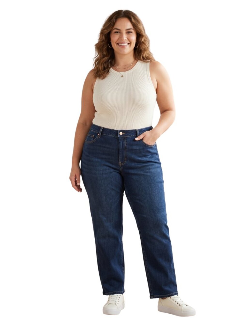 NWT Sonoma High-Rise Straight Stretch Jeans Plus Size 18W Classic Denim